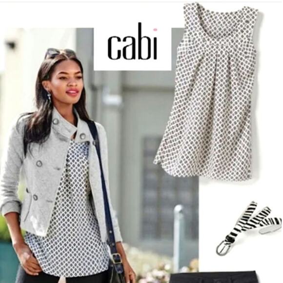 CAbi Cleo Foulard Diamond Print Sleeveless Top Women's Blouse Style 3272 Size M - Picture 1 of 7